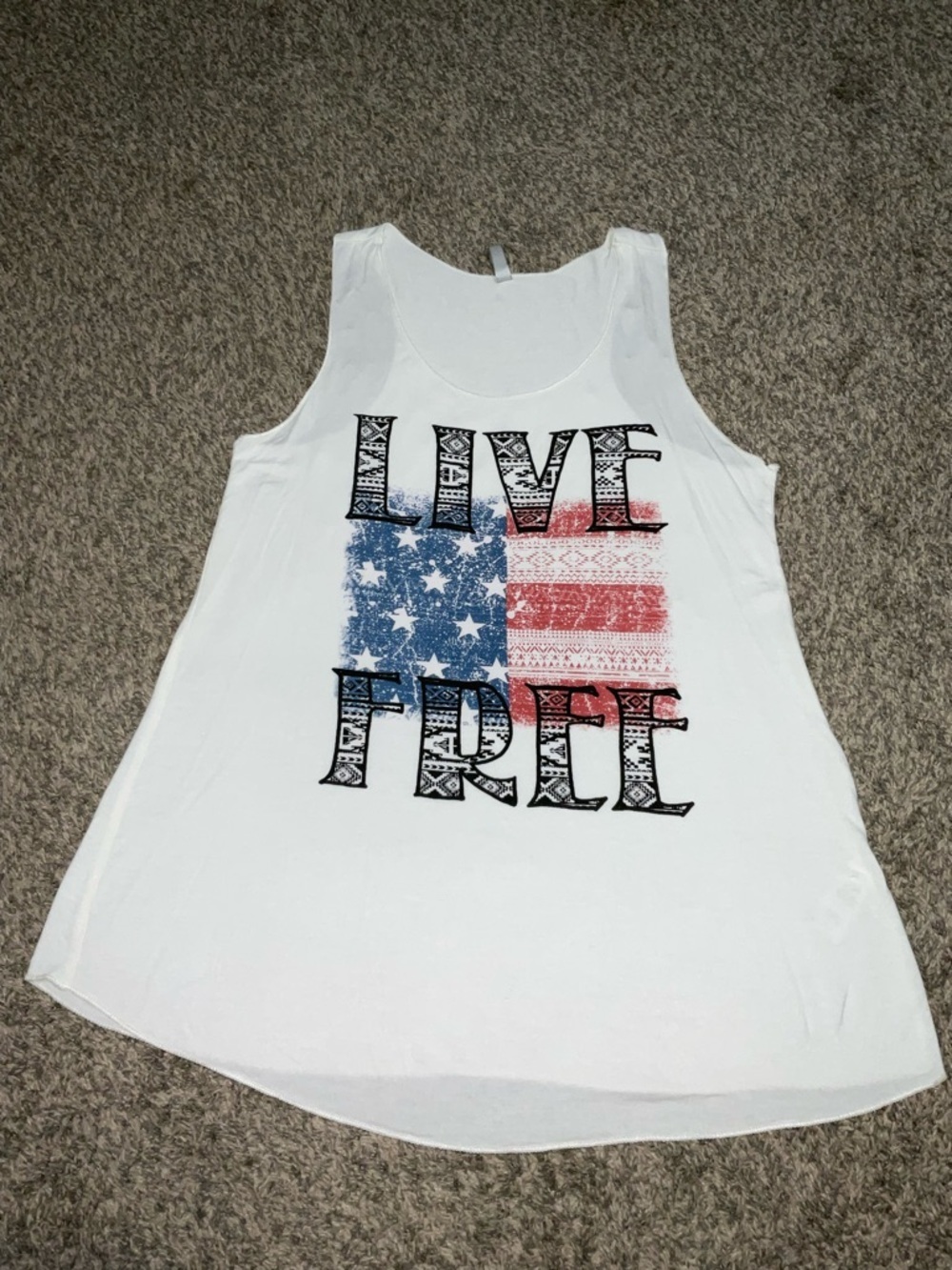 Acting Pro Graphic “Live Free” Tank Top American Flag Graphic XL